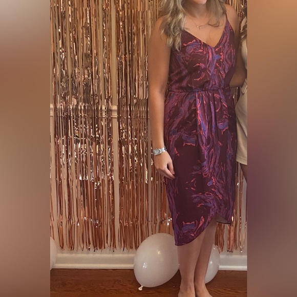 CHELSEA28 Purple Sleveless Faux Wrap Dress - Picture 8 of 8